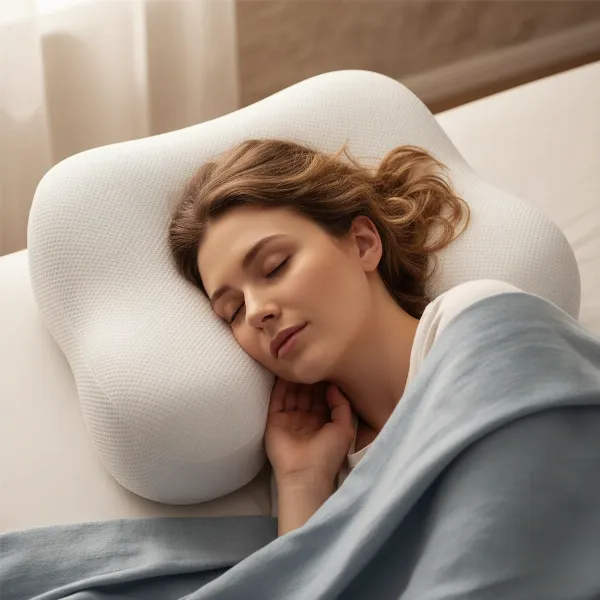 Orthopedic cervical pillow supporting neck and spine alignment for restful sleep