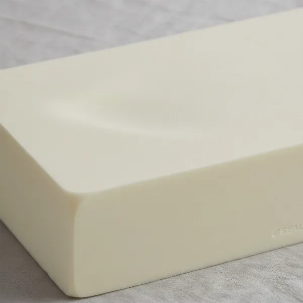 Close-up of Sealy molded memory foam pillow, showing dense, uniform foam structure